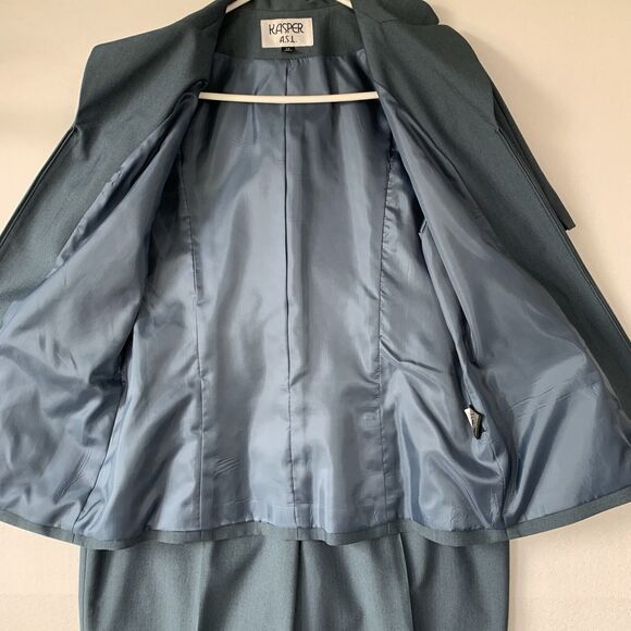 Kasper ASL 2 Piece Pants Suite 12 Short Sleeve Lined Office Career Corp Vintage - Picture 14 of 16
